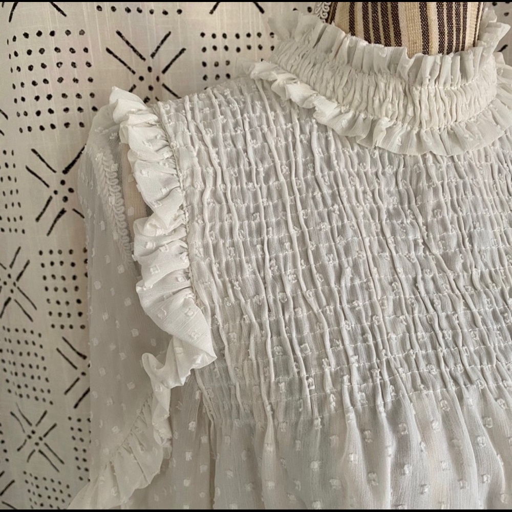 SOLD ๐ Zara Trafuluc Collection White Ruffle Long Sleeve Blouse - Picture 6 of 8